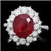 Image 1 : 14k White Gold 6.00ct Ruby 1.50ct Diamond Ring