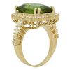 Image 2 : 14K Gold 10.28ct Peridot 1.65ct Diamond Ring