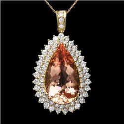 14k Gold 20.00ct Morganite 3.50ct Diamond Pendant