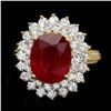 Image 1 : 14k Yellow Gold 5.60ct Ruby 1.60ct Diamond Ring