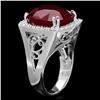 Image 1 : 14k White Gold 19.50ct Ruby 0.70ct Diamond Ring