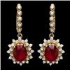 Image 2 : 14k Gold 8.00ct Ruby 1.60ct Diamond Earrings