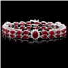 Image 1 : 14k White Gold 22ct Ruby 1.30ct Diamond Bracelet