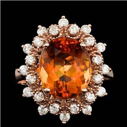 14k Rose Gold 4.50ct Citrine 0.65ct Diamond Ring