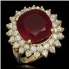 Image 1 : 14K Gold 14.38ct Ruby 2.38ct Diamond Ring