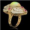 Image 2 : 14K Gold 3.60ct Opal, 1.20ct Ruby & 1.51ct Diamond Ring