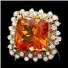 Image 1 : 14k Gold 10.00ct Citrine 1.00ct Diamond Ring