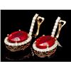 Image 2 : 14k Gold 13.00ct Ruby 1.50ct Diamond Earrings