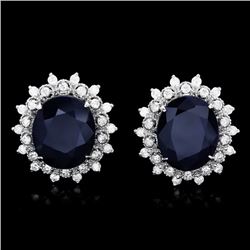 14k Gold 15ct Sapphire 1.40ct Diamond Earrings