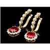 Image 2 : 14k Gold 5.00ct Ruby 1.40ct Diamond Earrings