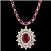 Image 1 : 14k Gold 27.74ct Ruby 3.21ct Diamond Necklace