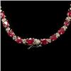 Image 3 : 14k Gold 27.74ct Ruby 3.21ct Diamond Necklace