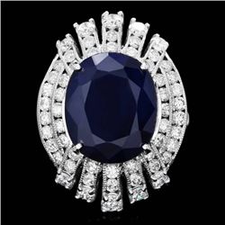 14k Gold 10.50ct Sapphire 1.90ct Diamond Ring