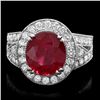 Image 1 : 14k White Gold 6.00ct Ruby 1.60ct Diamond Ring