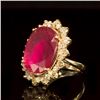 Image 2 : 14K Gold 14.81ct Ruby 2.10ct Diamond Ring