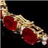 Image 3 : 14k Gold 36.23ct Ruby 1.50ct Diamond Bracelet