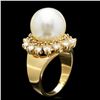 Image 2 : 14k Yellow Gold 13mm Pearl 1.6ct Diamond Ring