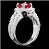 Image 3 : 14k White Gold 3.00ct Ruby 1.30ct Diamond Ring