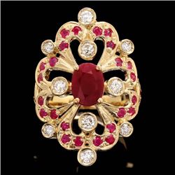 14k Yellow Gold 2.2ct Ruby 0.55ct Diamond Ring