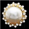 Image 1 : 14k Gold 14 X 14mm Pearl 1.00ct Diamond Ring