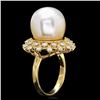 Image 2 : 14k Gold 14 X 14mm Pearl 1.00ct Diamond Ring