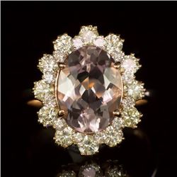 14K Gold 3.53ct Morganite 1.45ct Diamond Ring
