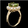 Image 2 : 14k Gold 4.50ct Peridot 1.20ct Diamond Ring
