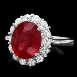14k White Gold 5.00ct Ruby 0.90ct Diamond Ring