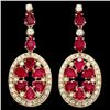 Image 1 : 14k Gold 15.50ct Ruby 3.00ct Diamond Earrings