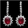 Image 1 : 14k Gold 8.00ct Ruby 1.50ct Diamond Earrings