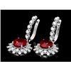 Image 2 : 14k Gold 8.00ct Ruby 1.50ct Diamond Earrings