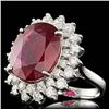 Image 2 : 14k White Gold 11.00ct Ruby 1.80ct Diamond Ring