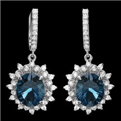 14k Gold 12.00ct Topaz 1.90ct Diamond Earrings