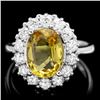 14k Gold 3.40ct Sapphire 1.10ct Diamond Ring