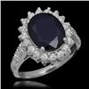 14K Gold 3.83ct Sapphire 0.78ct Diamond Ring