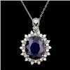 14k Gold 10.00ct Sapphire 0.80ct Diamond Pendant