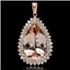 14K Gold 22.68ct Morganite 3.55ct Diamond Pendant