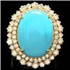 14k Gold 12.00ct Turquoise 2.05ct Diamond Ring