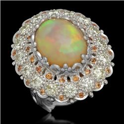 14K Gold 7.12ct Opal 0.48ct Sapphire 2.20ct Diamond Ring