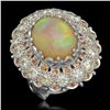 14K Gold 7.12ct Opal 0.48ct Sapphire 2.20ct Diamond Ring
