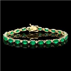 14k Gold 10ct Emerald 0.60ct Diamond Bracelet