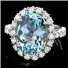 14k Gold 7.70ct Aquamarine 1.27ct Diamond Ring