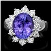 14k Gold 3.50ct Tanzanite 1.30ct Diamond Ring