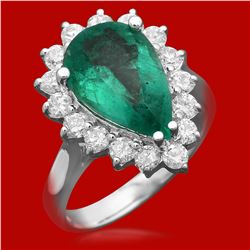 14k Gold 3.13ct Emerald 0.95ct Diamond Ring