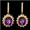 14k Gold 15.00ct Amethyst 2.10ct Diamond Earrings