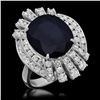 14K Gold 8.64ct Sapphire 1.95ct Diamond Ring