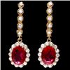 Image 1 : 14k Gold 5.00ct Ruby 1.45ct Diamond Earrings