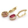 Image 2 : 14k Gold 5.00ct Ruby 1.45ct Diamond Earrings