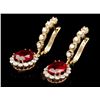 Image 3 : 14k Gold 5.00ct Ruby 1.45ct Diamond Earrings