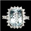 14k Gold 5.50ct Aquamarine 1.00ct Diamond Ring